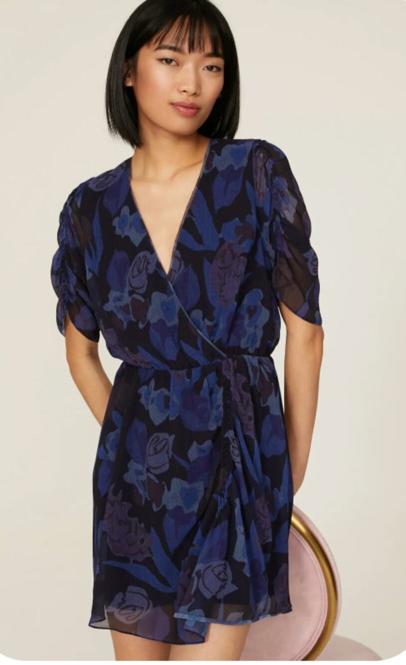 TED BAKER Julea Blue V Neck Formal Dress // 0